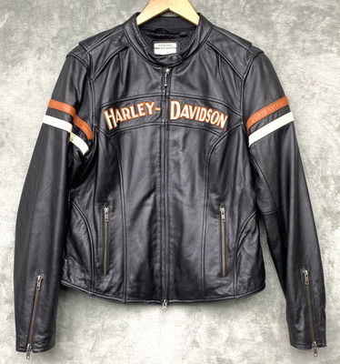 Harley Davidson Women's Size Large MISS ENTHUSIAST Black Leather Jacket w/Insert