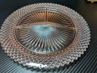 anchor hocking pink depression glass divided plate-10 in diameter- set of 5