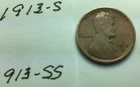 1913 - S ; Wheat Penny ; good condition # 913SS