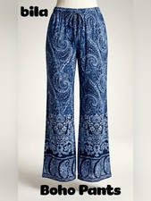 Womens Trending RAYON ELASTIC DRAW STRING BOHO Wide Leg Pants