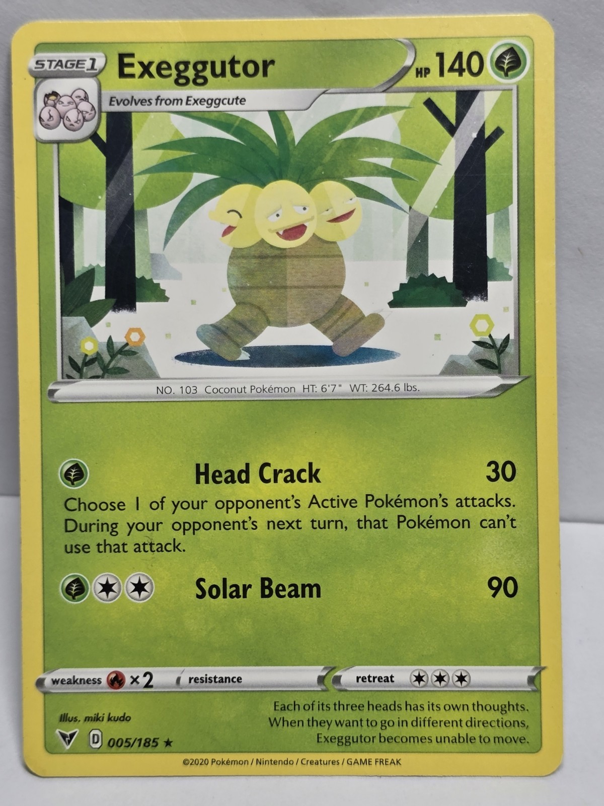 Exeggutor 5/185 Rare Pokemon TCG Vivid Voltage LP 005/185 Regular Stage 2