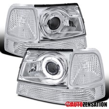 Fits 1998-2000 Ford Ranger Clear Halo Projector Headlights+Corner Signal Lamps
