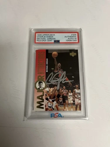 Autographed Charlie Sheen 1995 UD Michael Jordan Card PSA 10 Signed Auto Sheen