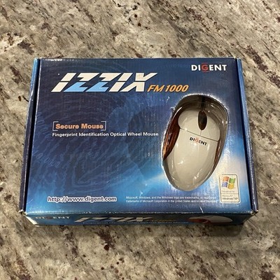 Digent Izzix FM1000 USB Optical Fingerprint Secure Mouse Vintage NIB