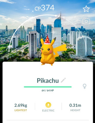 Shiny Pikachu Party hat Car Free Day in Jakarta background - TRADE 