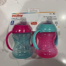 Nuby Clik-It Flex Straw Leak-Proof Sippy Cup - 2 Pack - No-Spill - 10oz/300ml