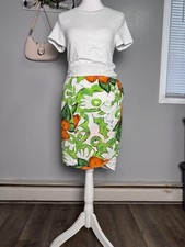 Vintage Forenza Rayon Wrap Skirt Size 8 Tropical Floral Abstract Orange 80s 90s