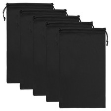 5Pcs Ski Goggle Bag Soft Microfiber Drawstring Pouch 15cmx25cm Black