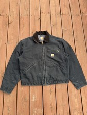Vintage Carhartt BLK Detroit Jacket Full Zip Made In Usa Fader Size Large Perfec