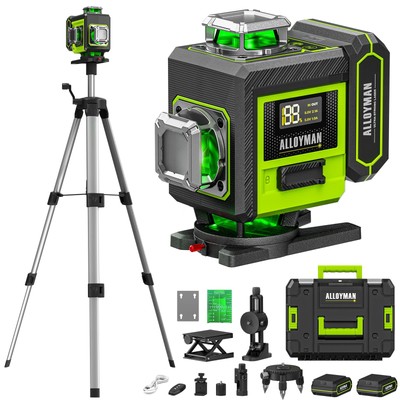 Laser Level with Tripod, 4 × 360° Self Leveling Laser Level, Nivel Laser Gree...