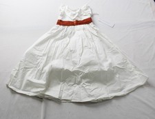 Azazie Girl's Aero A-Line Pleated Bow Tie Belt Dress EH6 Ivory/Auburn Size 5 NWT