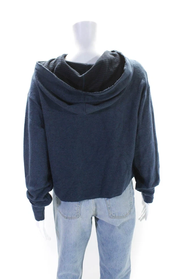 Sudadera con capucha corta con cuello en V de manga larga azul talla XS de Vimmia para mujer Foto 3 de 4