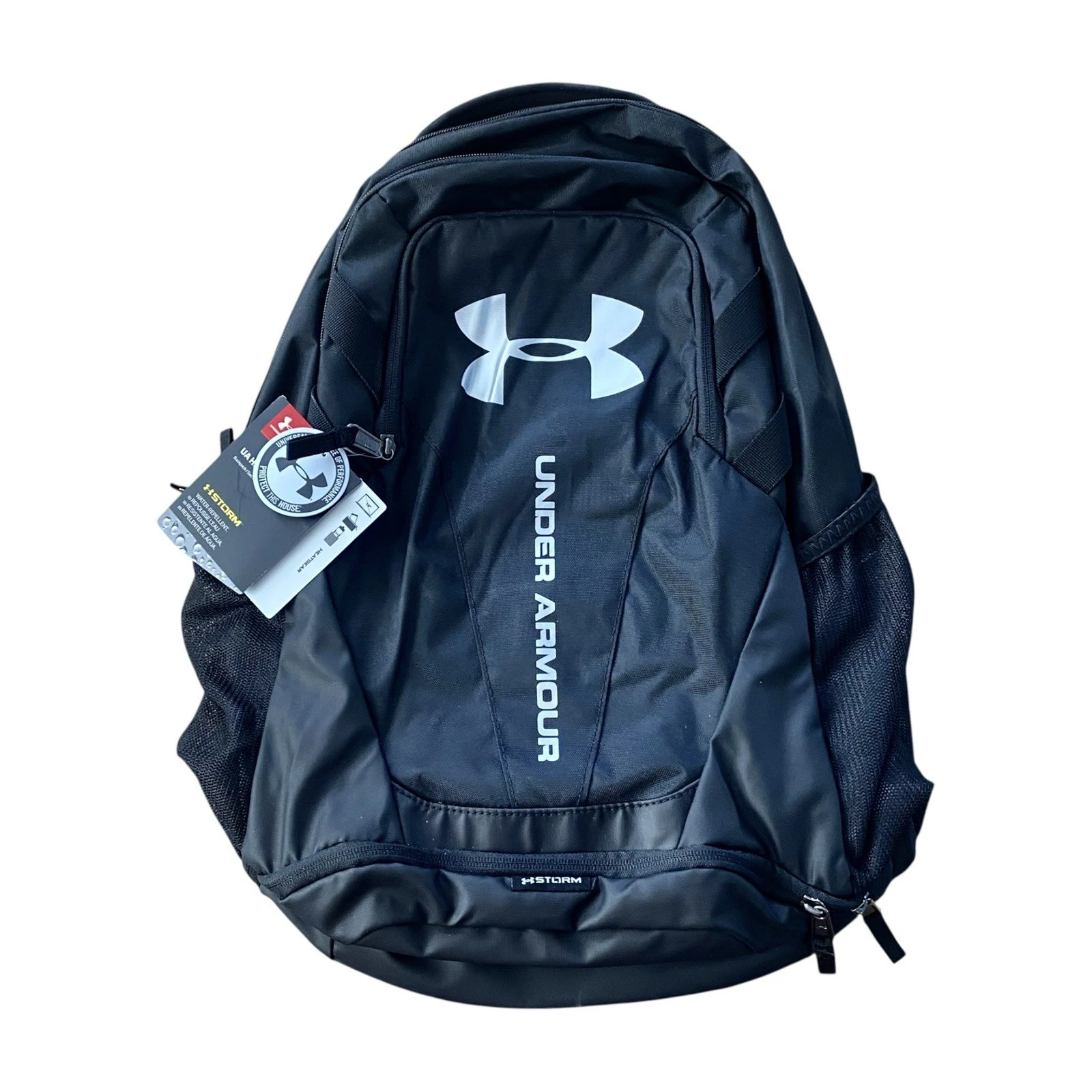 Under Armour Hustle 3.0 Backpack Black Silver Laptop School Bag 1294720-001