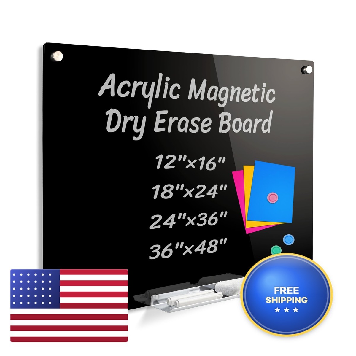 SilkyBRD Acrylic Black Magnetic Dry Erase Board Wall, White Board