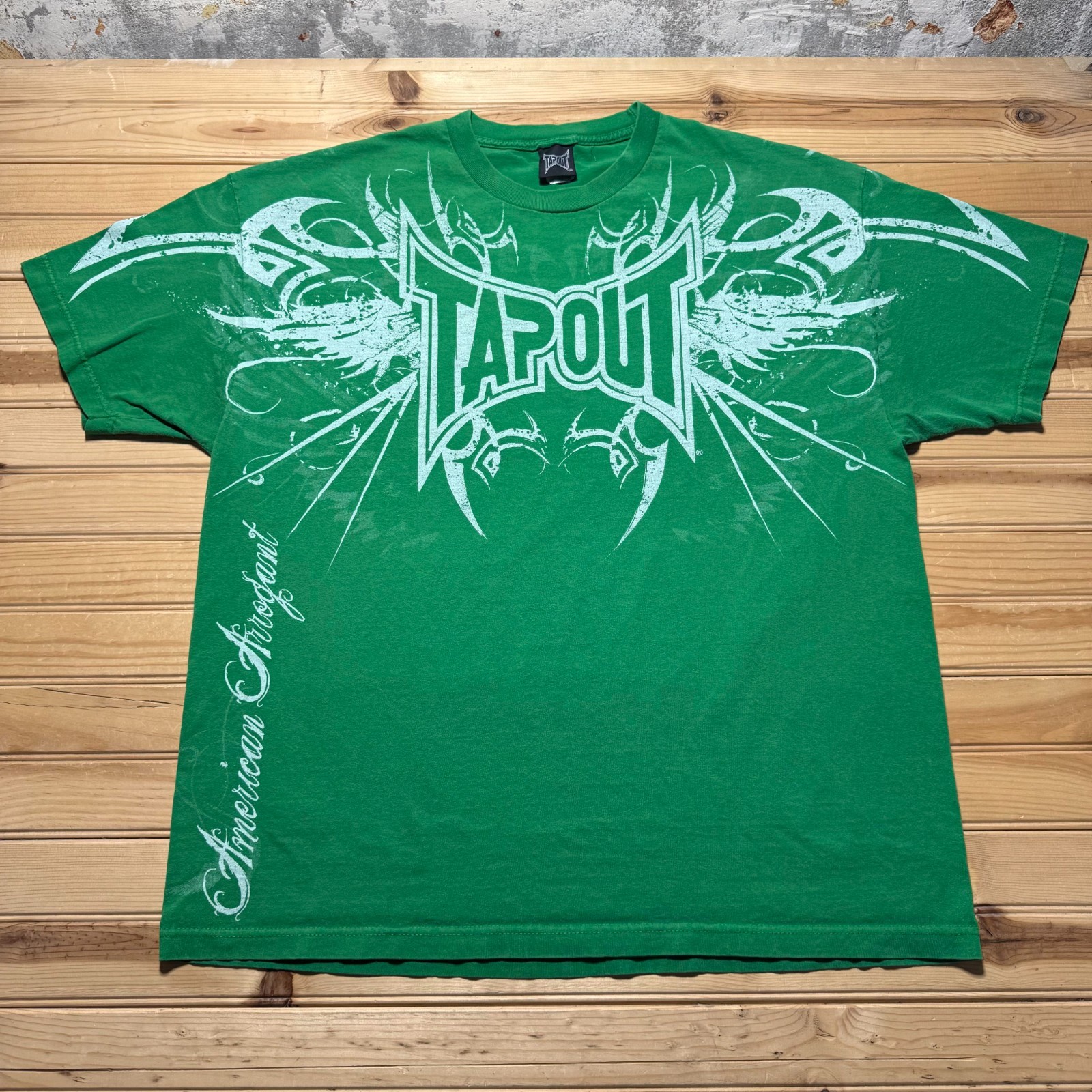 Vintage Y2K Tapout American Arrogant MMA Wrestling Tattoo Graphic T-Shirt - 2XL