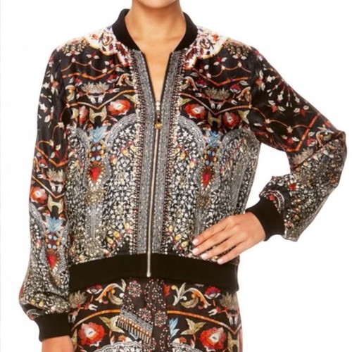 Camilla Chamber Of reflections Bomber Jacket Size Small Reversible Black Silk