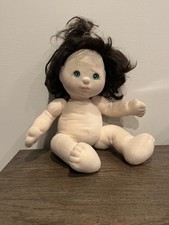 Vintage My Child 1985 Mattel bambola di stoffa capelli castani verdi occhi d'acqua ragazza bruna