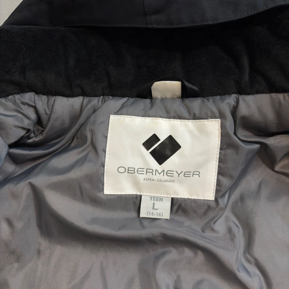 Chaqueta de esquí Obermeyer Tabor Aspen Colorado floral blanca a rayas niña L (14-16) Foto 4 de 4