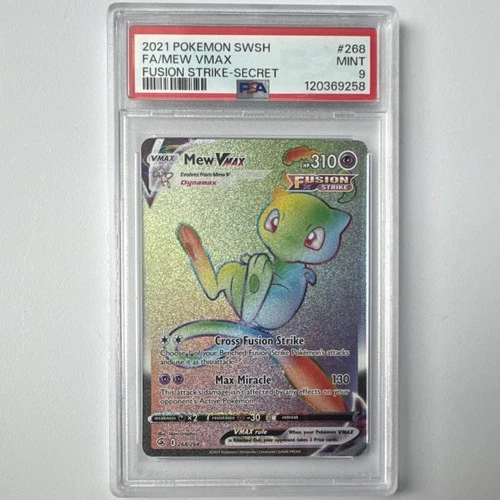 Pokémon TCG Mew VMAX Fusion Strike Secret Rare Full Art Holo 268/264 PSA 9