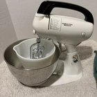 Vintage 1940s Hamilton Beach Mixer Model M2B- With 1 Milk Glass Bowl 1 metal