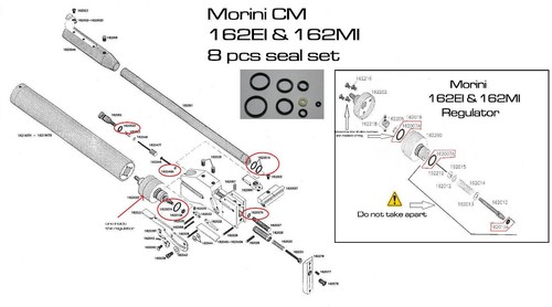 CM Morini Pistol o'ring seals set / Service kit 162Ei / 162Mi / 162E & Cylinder - Afbeelding 4 van 7