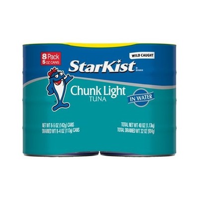 Share StarKist Chunk Light Tuna in Water, Wild Caught, 20g Protein, 5 oz, 8 Cans