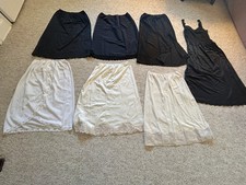 Lot 7 Women's Vintage Nylon Slips: 6 Half, 1 Full; 4 Brands; Sm. Med. Sizes