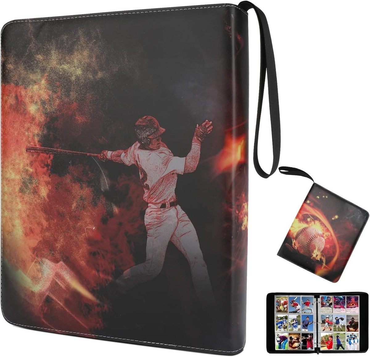 best binder for baseball cards Card 440 Pockets, 55 Sleeves Baseball Card Book 3 Ring, Zipper Trading Card Holder 4 Pocket, Small Collector Album Folder Case Protector, Blue Sports Collection Storage Organizer Gift : Toys & Games this album looks upscale and is easy to handle UniKeep Baseball Themed Trading Card