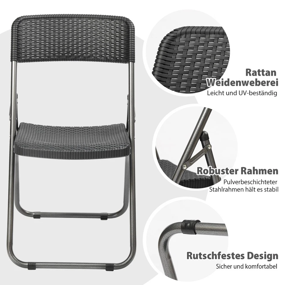 Sekey Balkonset 5 Teilig Klappbar Gartenmöbel Set Klapptisch 4er Set Klappstühle - Bild 4 von 4