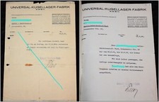 UNIVERSAL - KUGELLAGER - FABRIK G.M.B.H., 1934 Dokumente