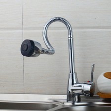 Kitchen Sink Mixer Deck Mount Flexible Rotation Taps Single Level Faucet Chrome