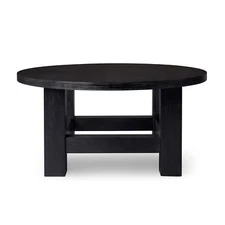 Maven Lane Marco Round Wooden Coffee Table Rustic Accent Furniture, Aged Black