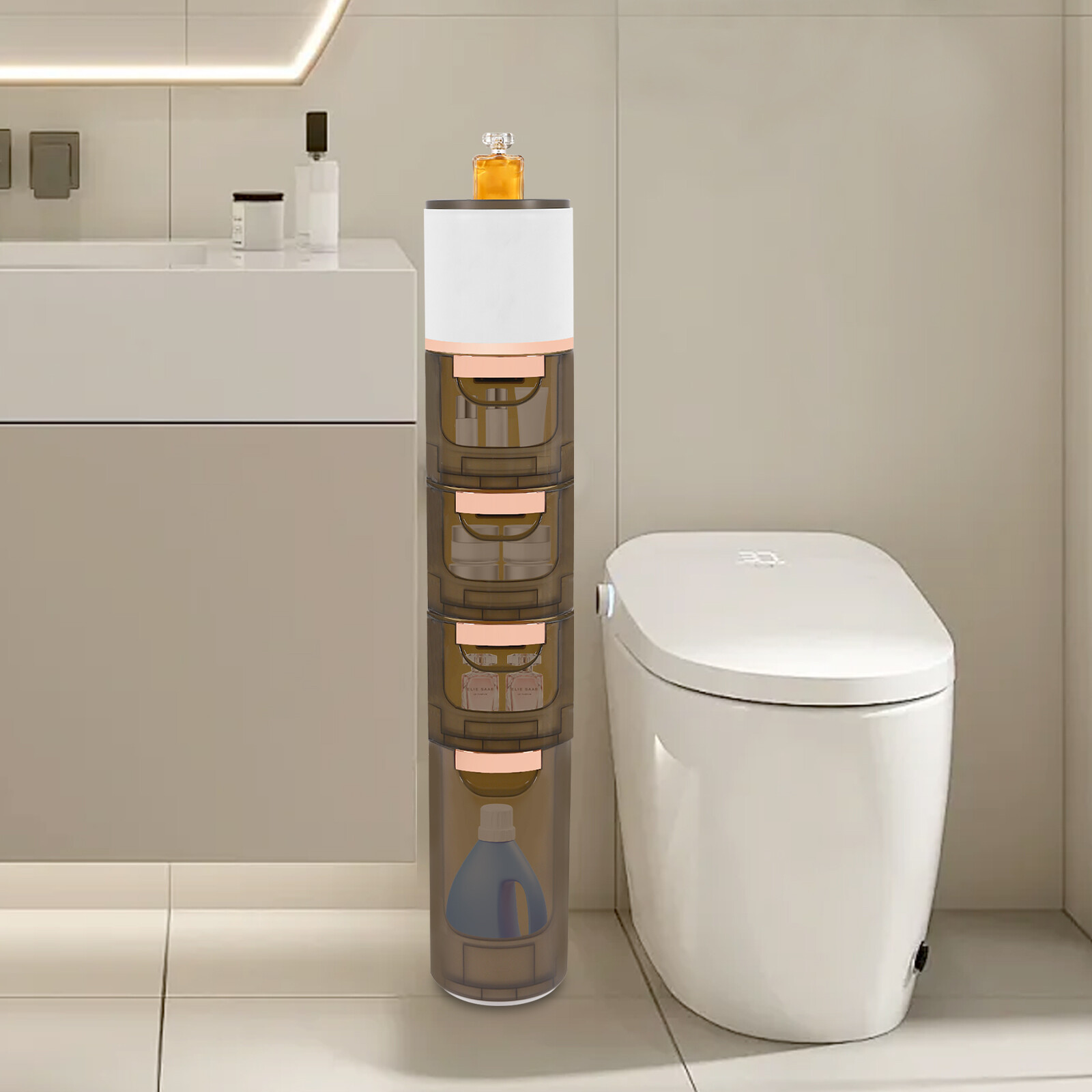 4-layer Bathroom Floor Storage Cabinet For Small Spaces Narrow Storage Cabinet