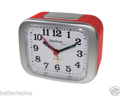 QUARZ-JUMBO-WECKER-UHR TECHNOLINE GENEVA XL ROT METALLIC EXTRA GROß  BELEUCHTET