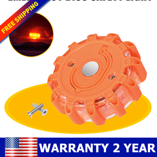LED Flare Safety Warning Disc Light Flashing Roadside Beacon Magnetic Waterproof