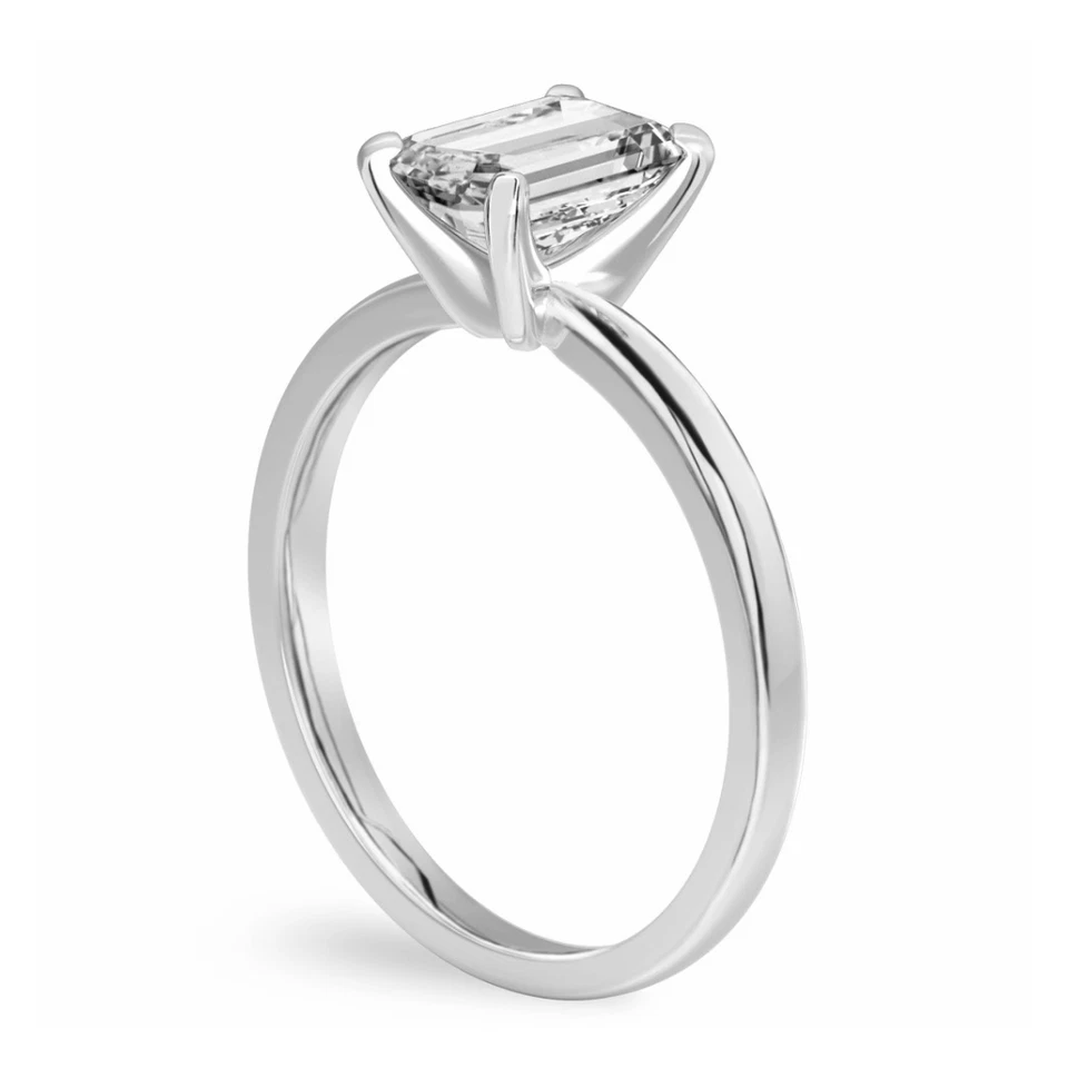 14K White Gold 1 Carat Lab Created Emerald Wedding Ring IGI Diamond E F VS - Image 2 of 4