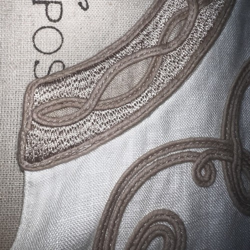 Charter Club 12P Linen sleeveless rounded collar scroll embroidered lined sheath - Picture 3 of 10