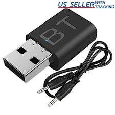 USB Bluetooth Music Stereo Wireless Audio Receiver Adapter 3.5mm Home Car PC AUX