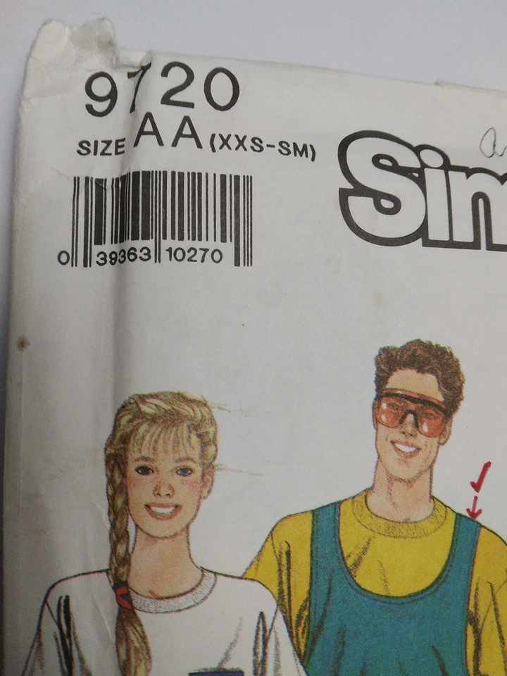 Shorts Muscle Tank Top T Shirt XXS XS Simplicity 9720 Sewing Pattern UC Summer - Image 3 of 4