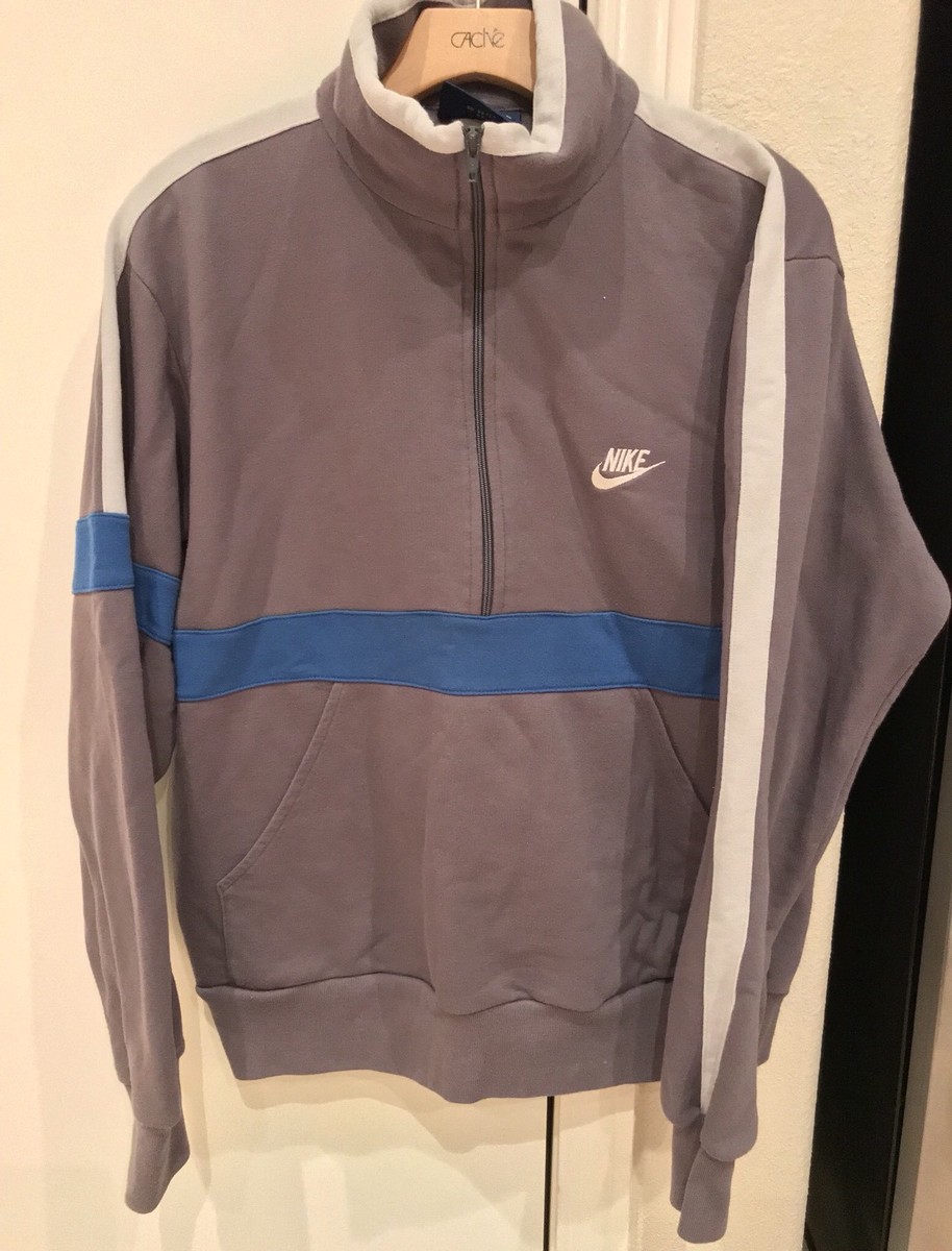 Vtg 80's Nike Blue Tag Pullover Half Zip Jacket Sweatshirt Mens