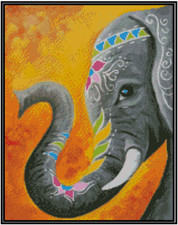 Elephant Portrait Counted Cross Stitch Chart #17-116