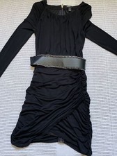 Mango Suit Sexy Little Black Dress With Belt Size S