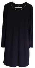 Express Women's XL Black Long Sleeve Rib Knit Sweater Dress Rhinestone Trim NEW