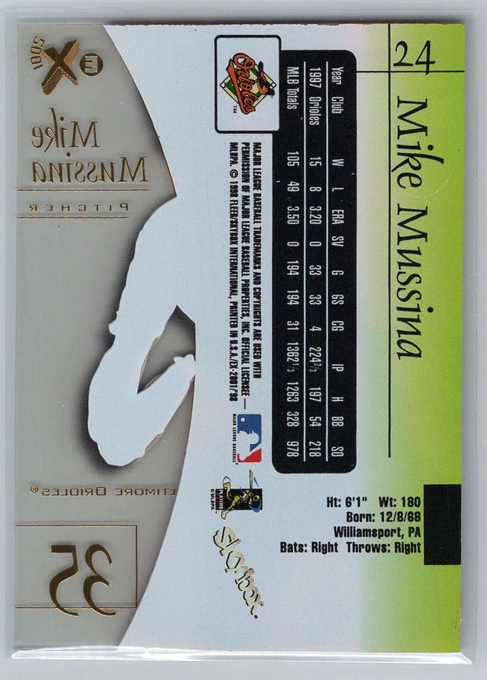 1998 Skybox EX 2001 - Mike Mussina #24 - Image 2 of 2