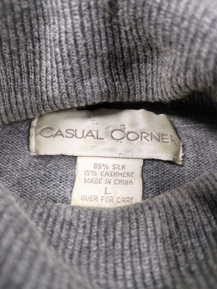 Casual Esquina Seda Cachemira Cuello Alto Mujer Talla L Gris Dinero Antiguo Silencioso Lujo Foto 3 de 4