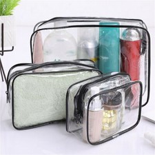 3 Piece Waterproof Travel Bag Transparent Makeup Toiletry Clear Wash Pouch Kit