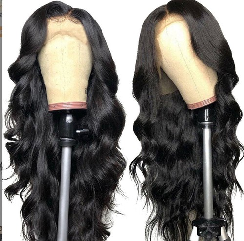 Front Lace As Human Hair Medium Part Curly Black Wig for Women Synthetic Hair - Picture 12 of 12