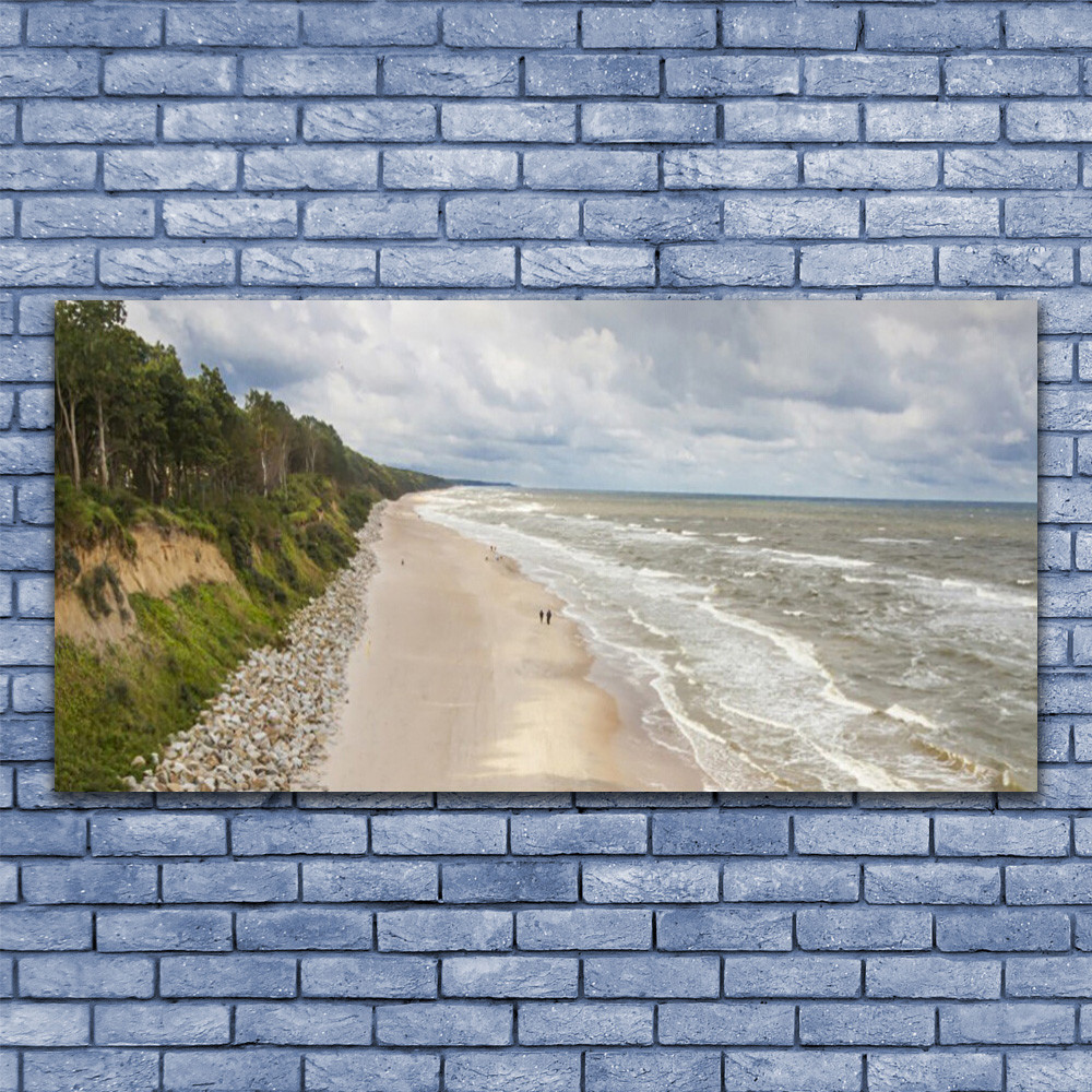 Tableau plage et mer 140x70 pour agrandir un salon lumineux