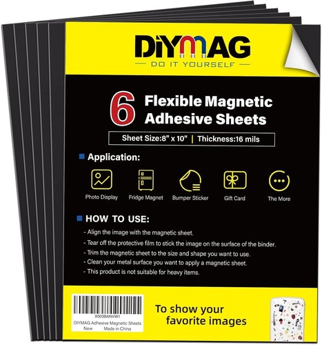 6 Pack of 8" x 10" Adhesive Magnetic Sheets - Ideal for Photos & Unique Decor - Picture 3 of 8