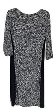 LAUREN RALPH LAUREN Dress 14 Black White Side Ruching Stretch Knit Career